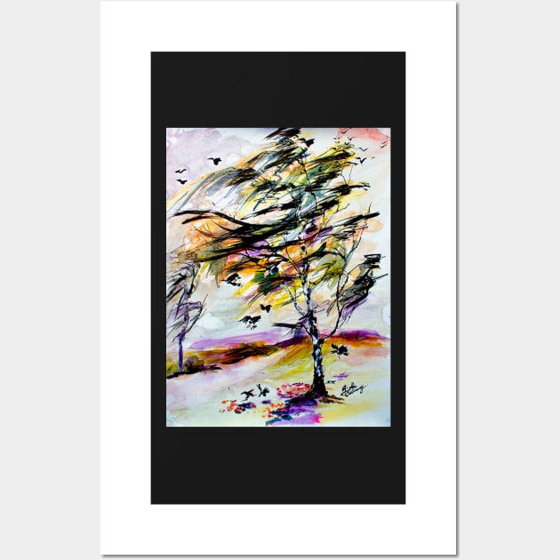 Birch Tree in the Wind Wall Art by GinetteArt